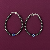 925 Sterling Silver Black Beads Evil Eye Kids Nazariya Bracelet Pair