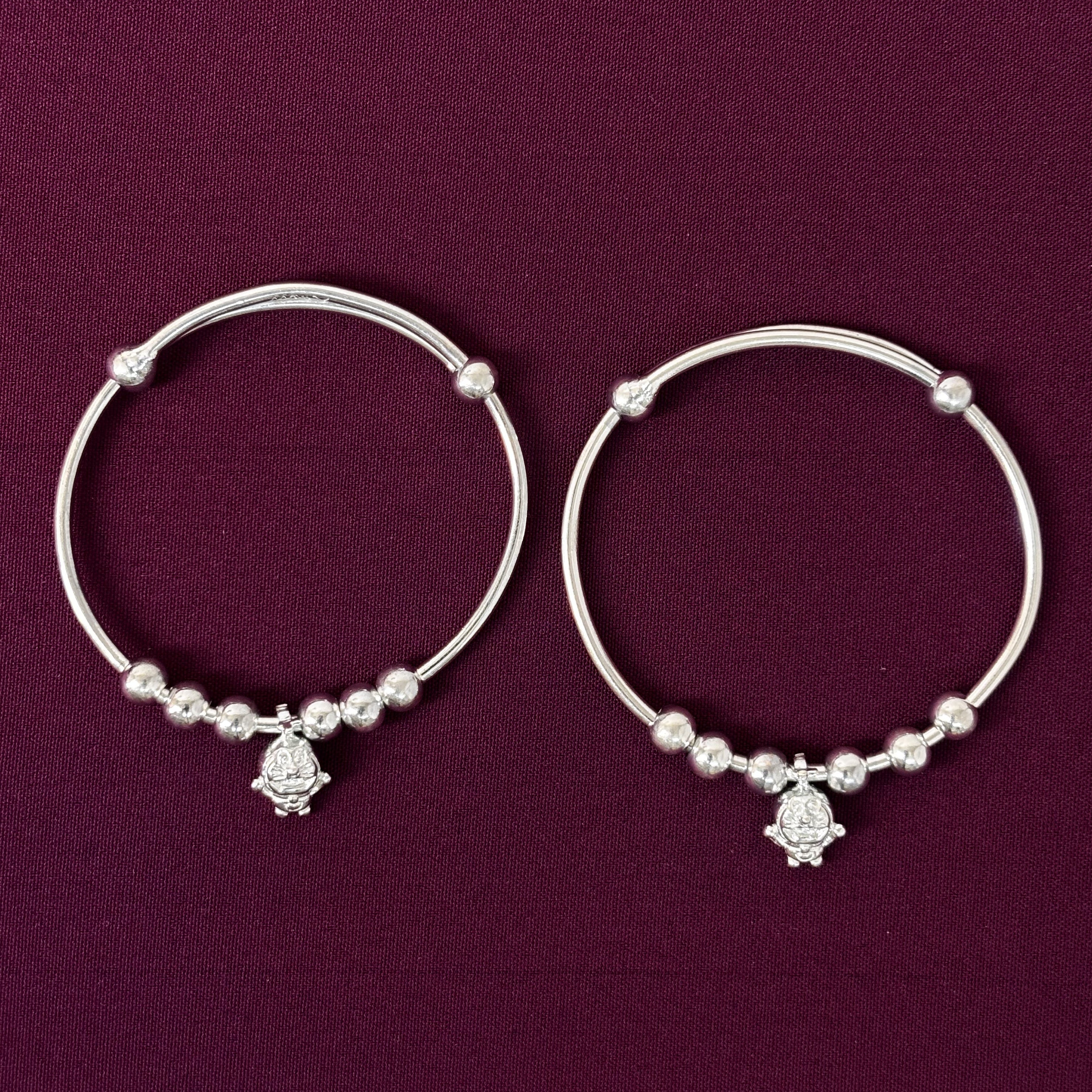 925 Sterling Silver Kids Kada/Bangles with Doraemon Charm – Pair