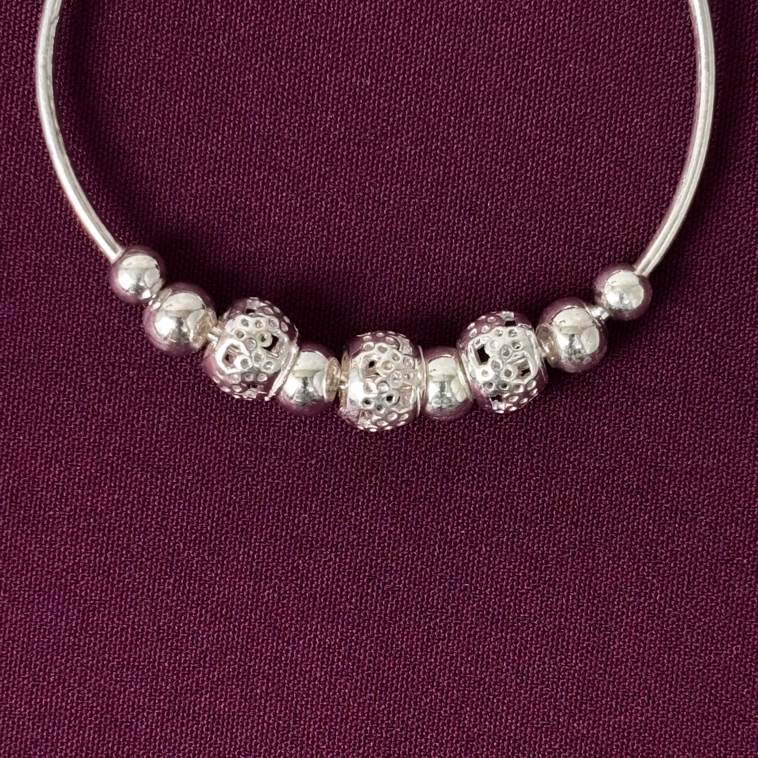 925 Sterling Silver Kids Kada Bangles with Beaded Design – Pair