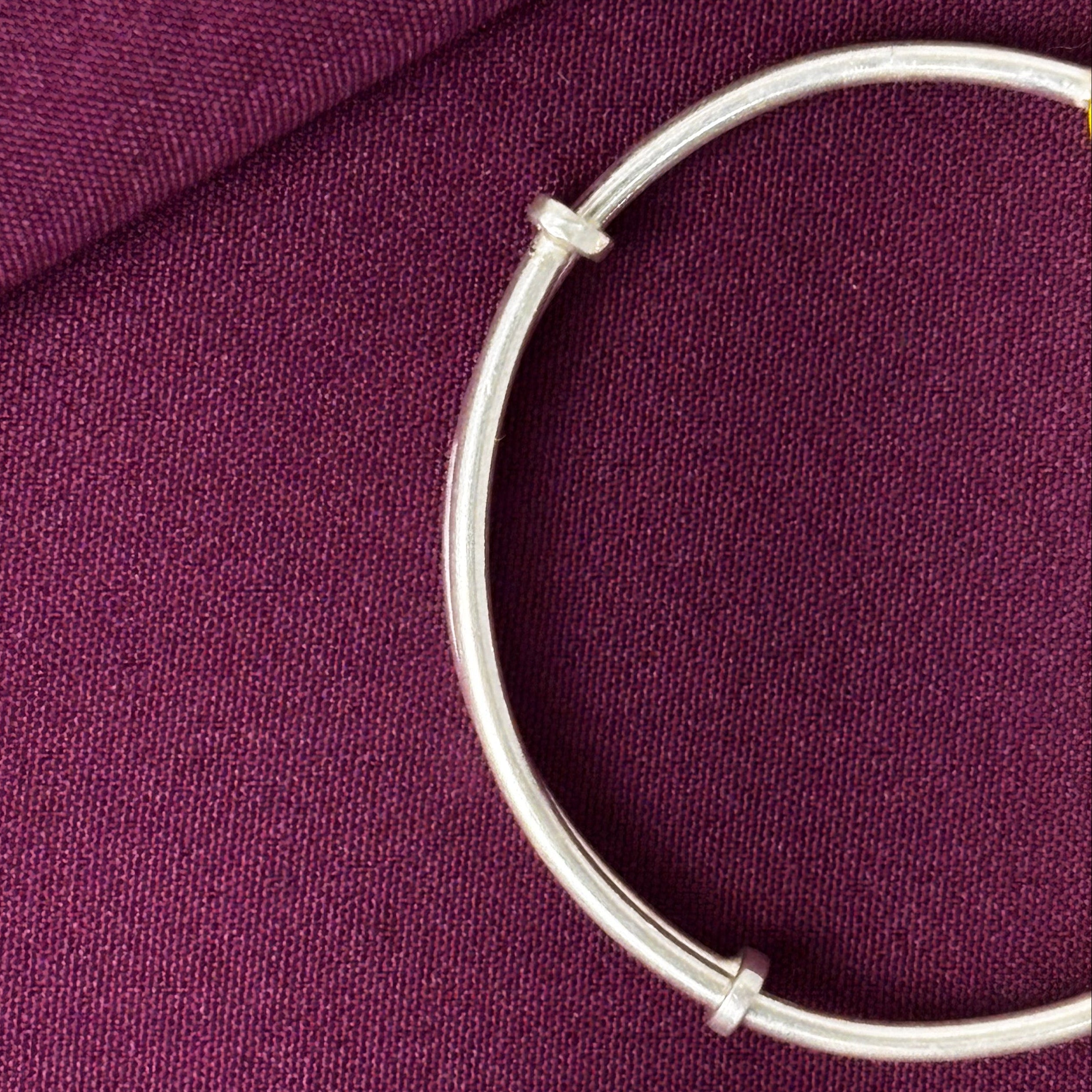 925 Sterling Silver Kids Kada Bangles with Yellow Beads – Pair