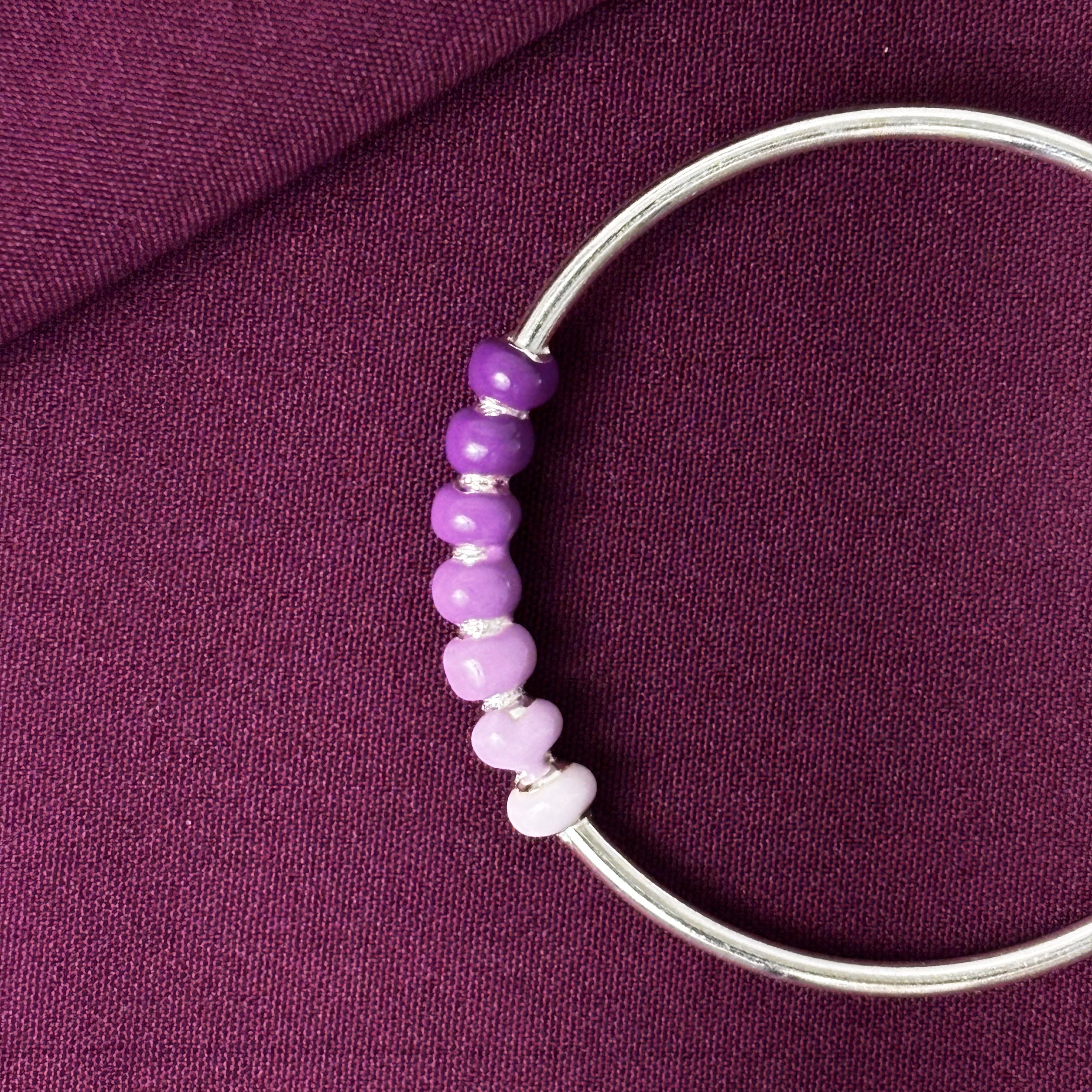 925 Sterling Silver Kids Kada Bangles with Purple Beads – Pair