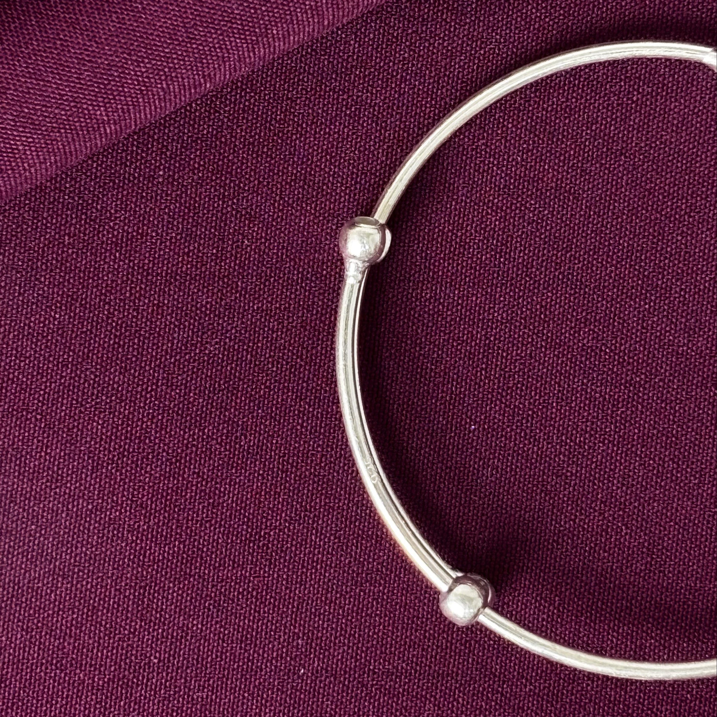 925 Sterling Silver Kids Kada Bangles with Lavender Beads – Pair