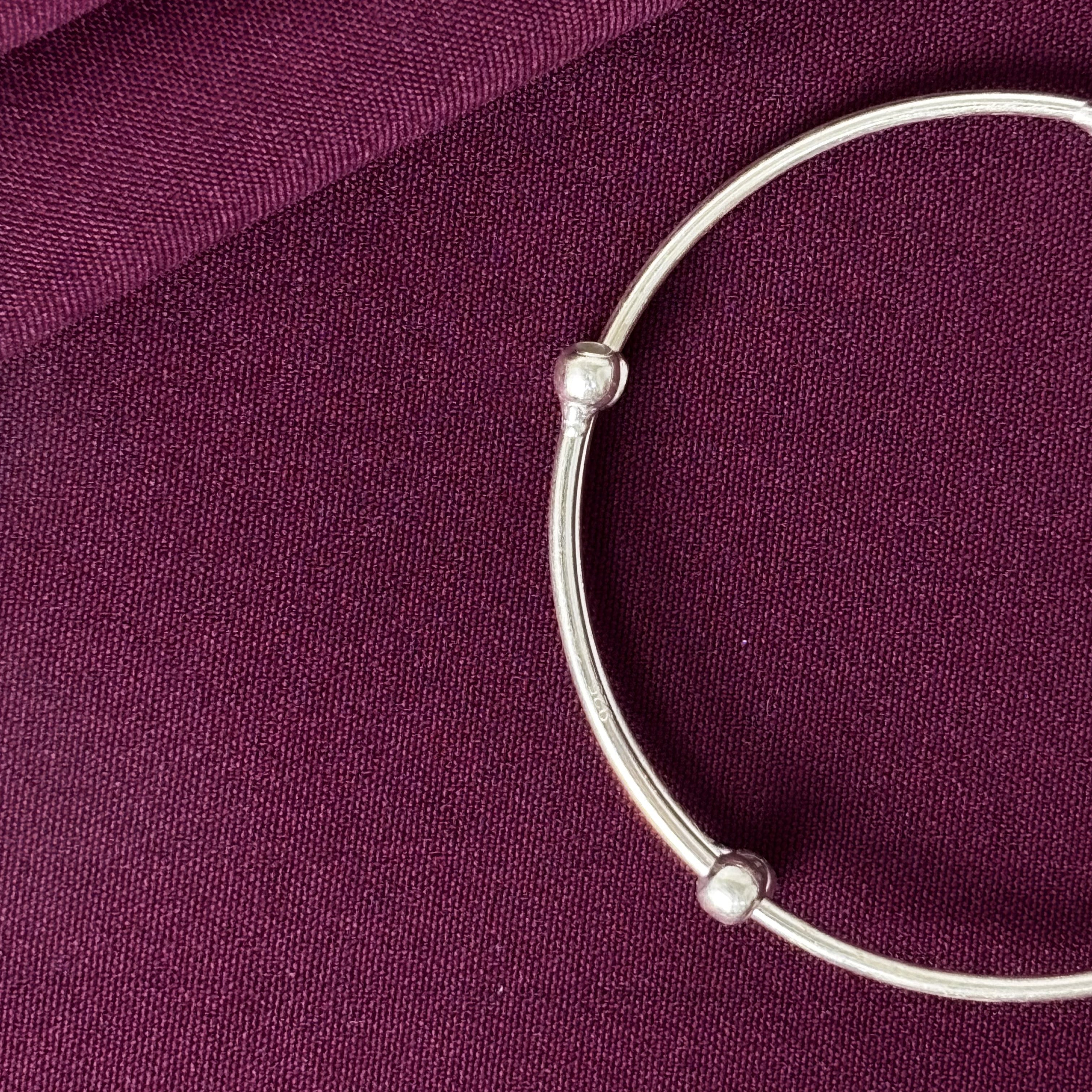 925 Sterling Silver Kids Kada Bangles with Pink Beads – Pair