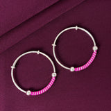 925 Sterling Silver Kids Kada Bangles with Pink Beads – Pair