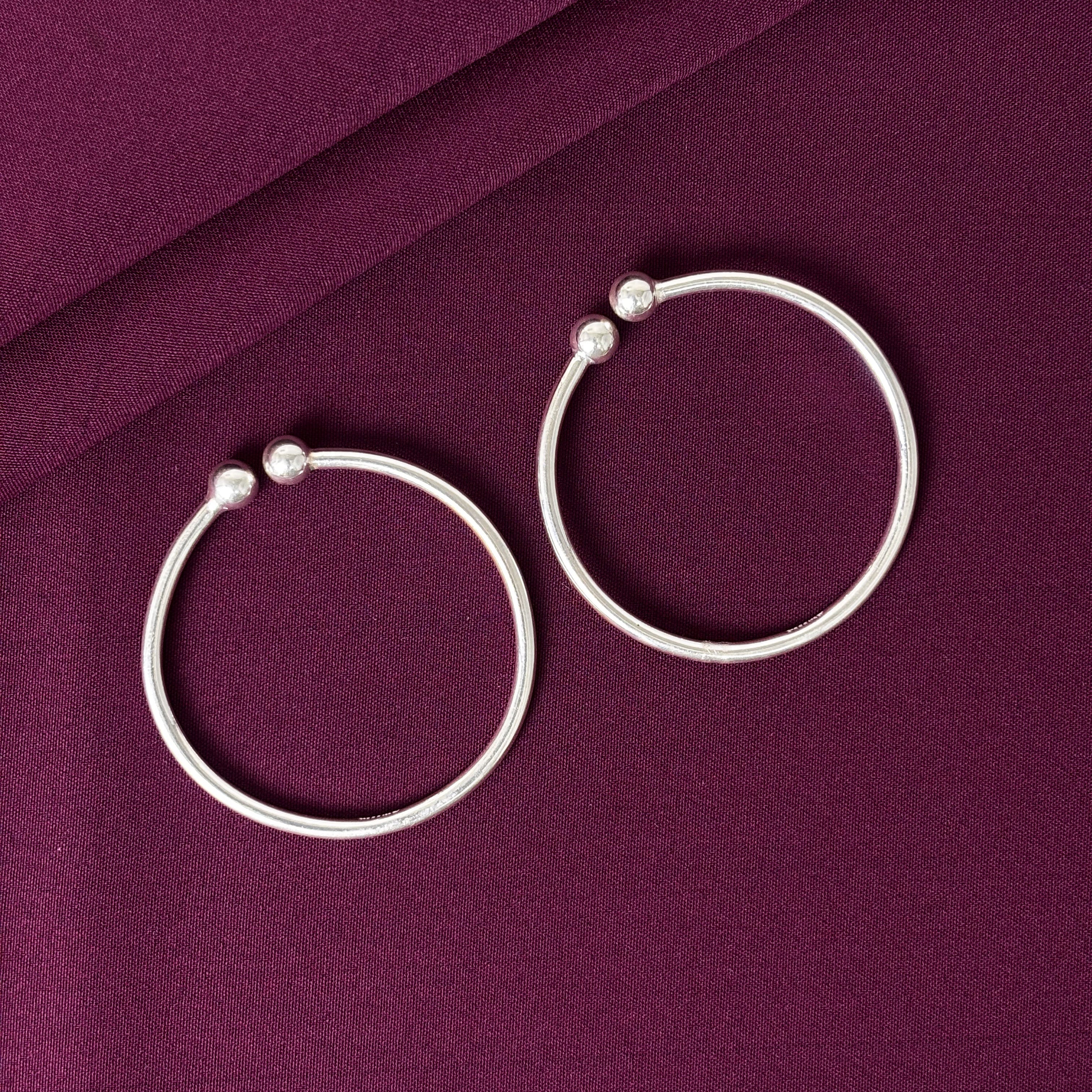 925 Sterling Silver Plain Kids Kada Bangles – Pair