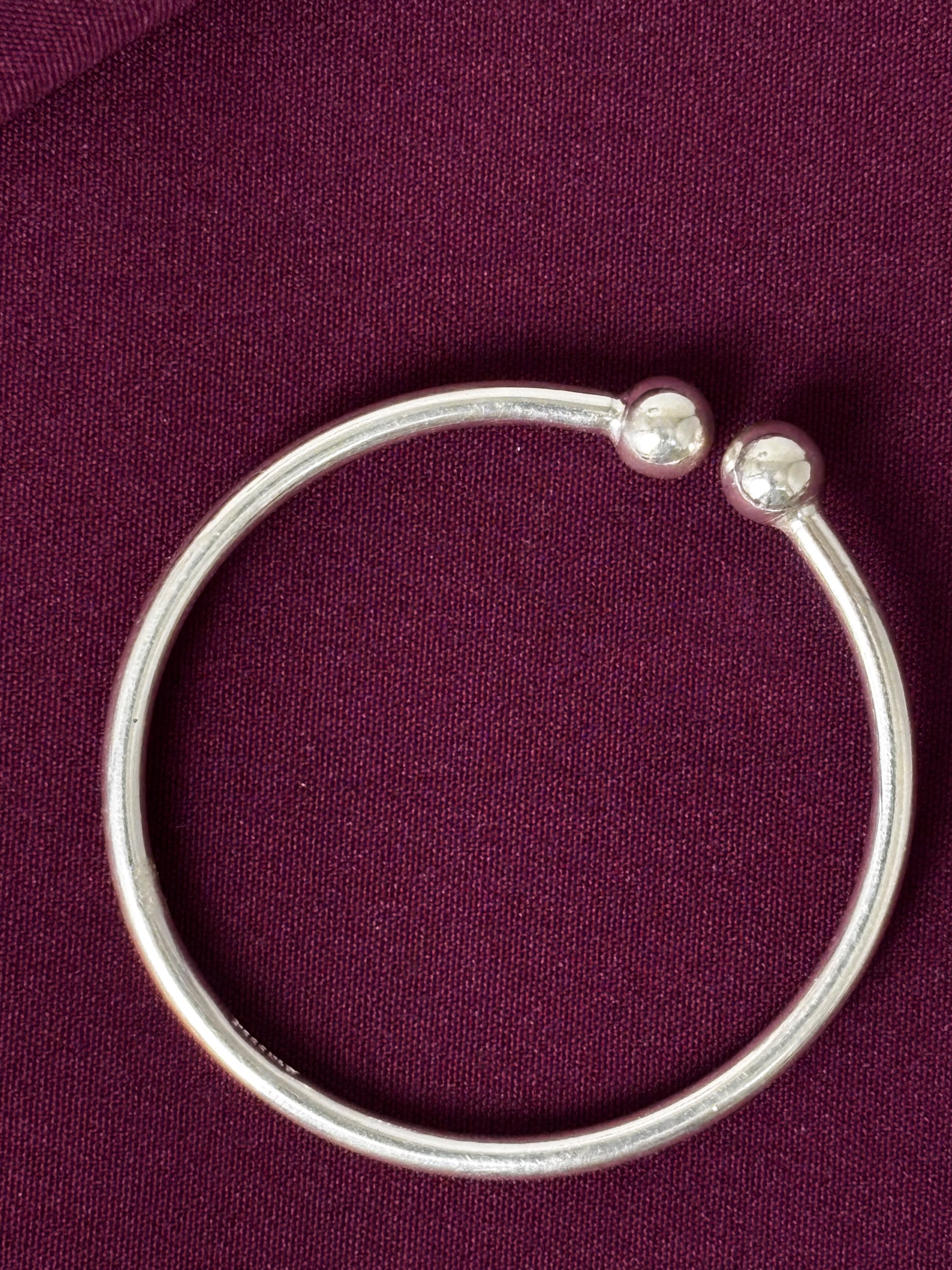 925 Sterling Silver Plain Kids Kada Bangles – Pair