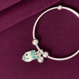 925 Sterling Silver Bunny Charm Kids Kada Bangles – Pair