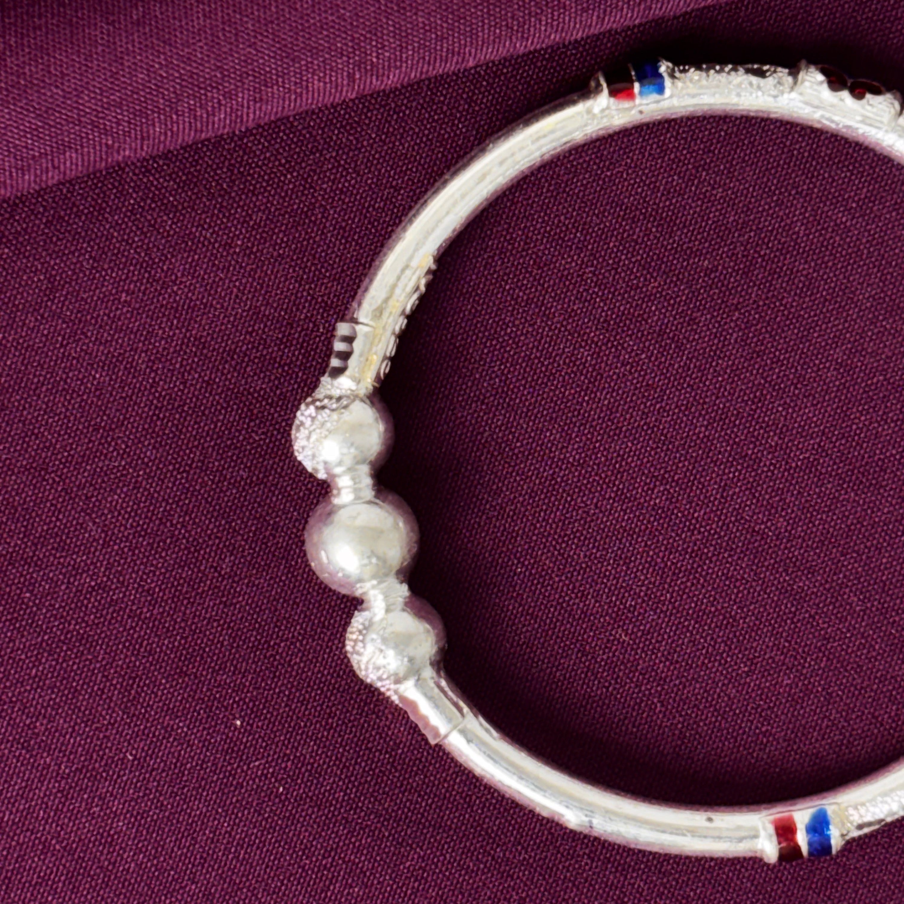 Kids 925 Silver Kada Bangles – Enamel Finish (Pair)