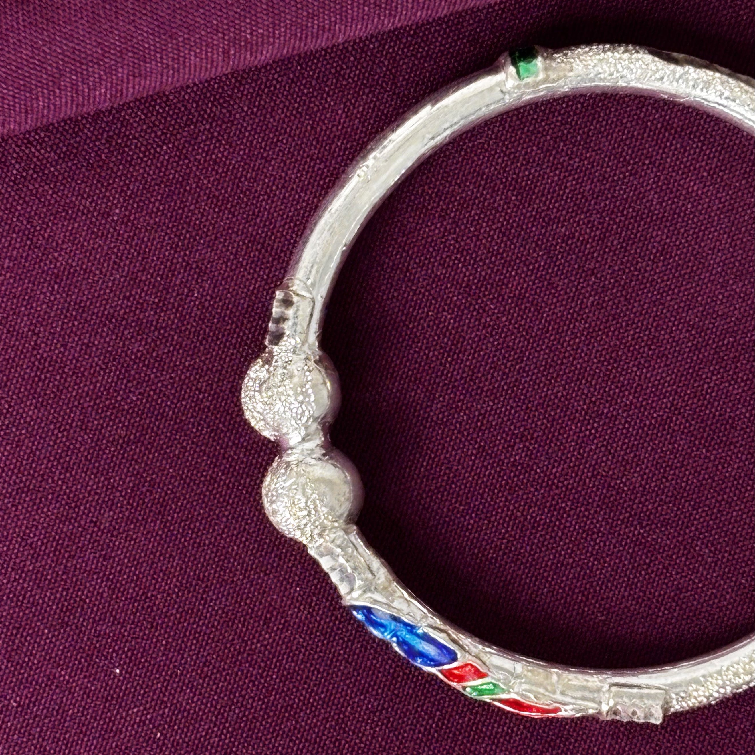 925 Sterling Silver Kids Kada Bangles with Enamel Detailing (Pair)