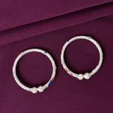 925 Sterling Silver Kids Kada Bangles with Enamel Detailing (Pair)