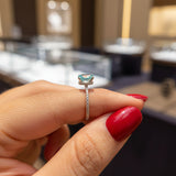 Zaviraa Cyan Blue Old Mine Cushion Cut Moissanite Engagement Ring for Women – 925 Sterling Silver Solitaire Ring with Pave Band | Vintage Proposal Ring