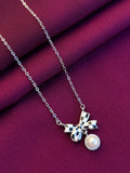 925 Sterling Silver Bow Pearl Pendant Necklace with Chain for Women