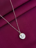 925 Sterling Silver Love Script Circle Pendant Necklace with Chain for Women