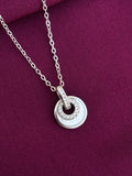 925 Sterling Silver Double Circle Pendant Necklace with Chain for Women