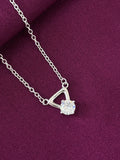 925 Sterling Silver Triangle Solitaire Pendant Necklace with Chain for Women