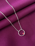 925 Sterling Silver Minimal Heart Circle Pendant Necklace with Chain for Women