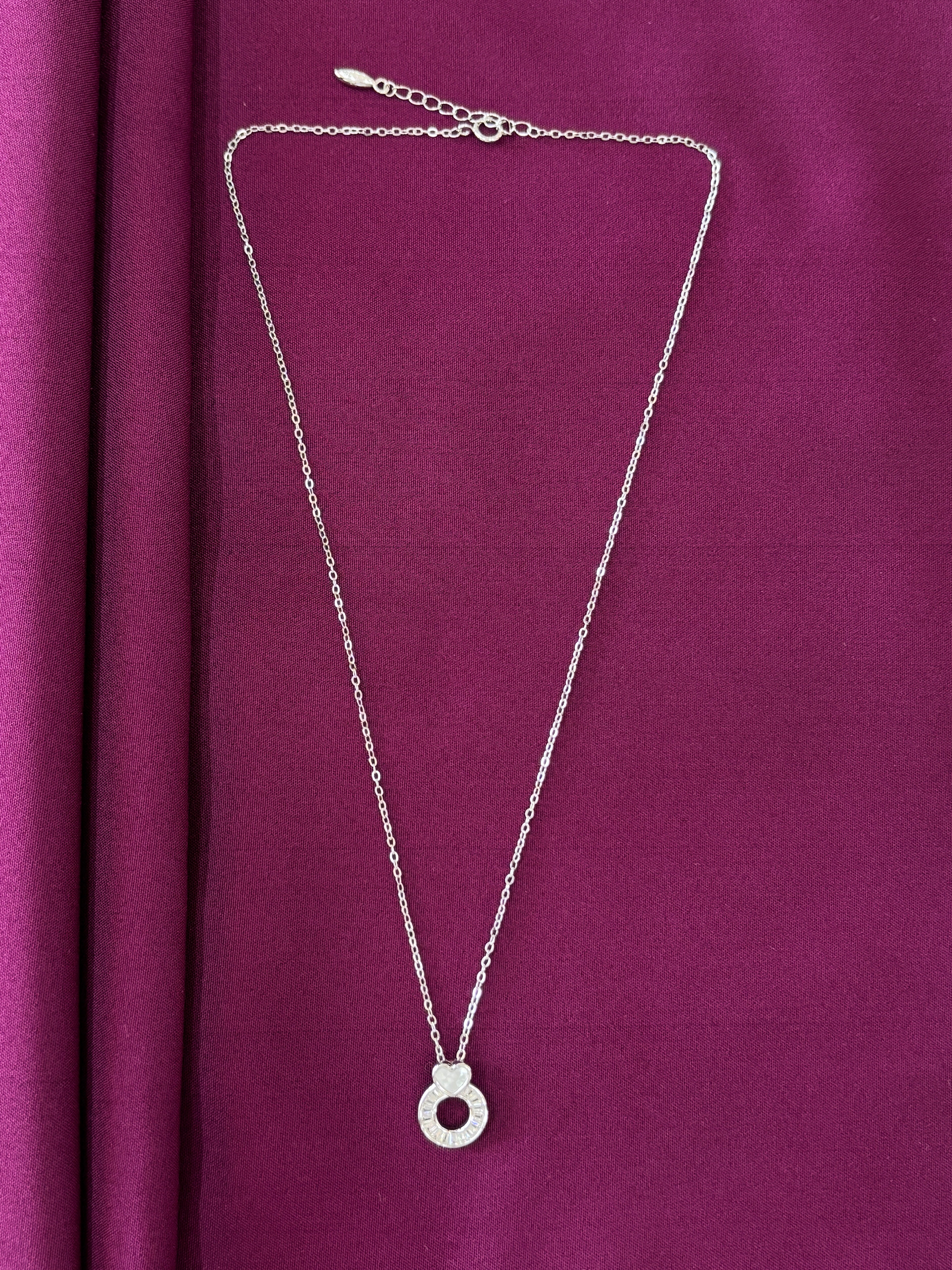 925 Sterling Silver Heart Circle Pendant Necklace with Chain for Women