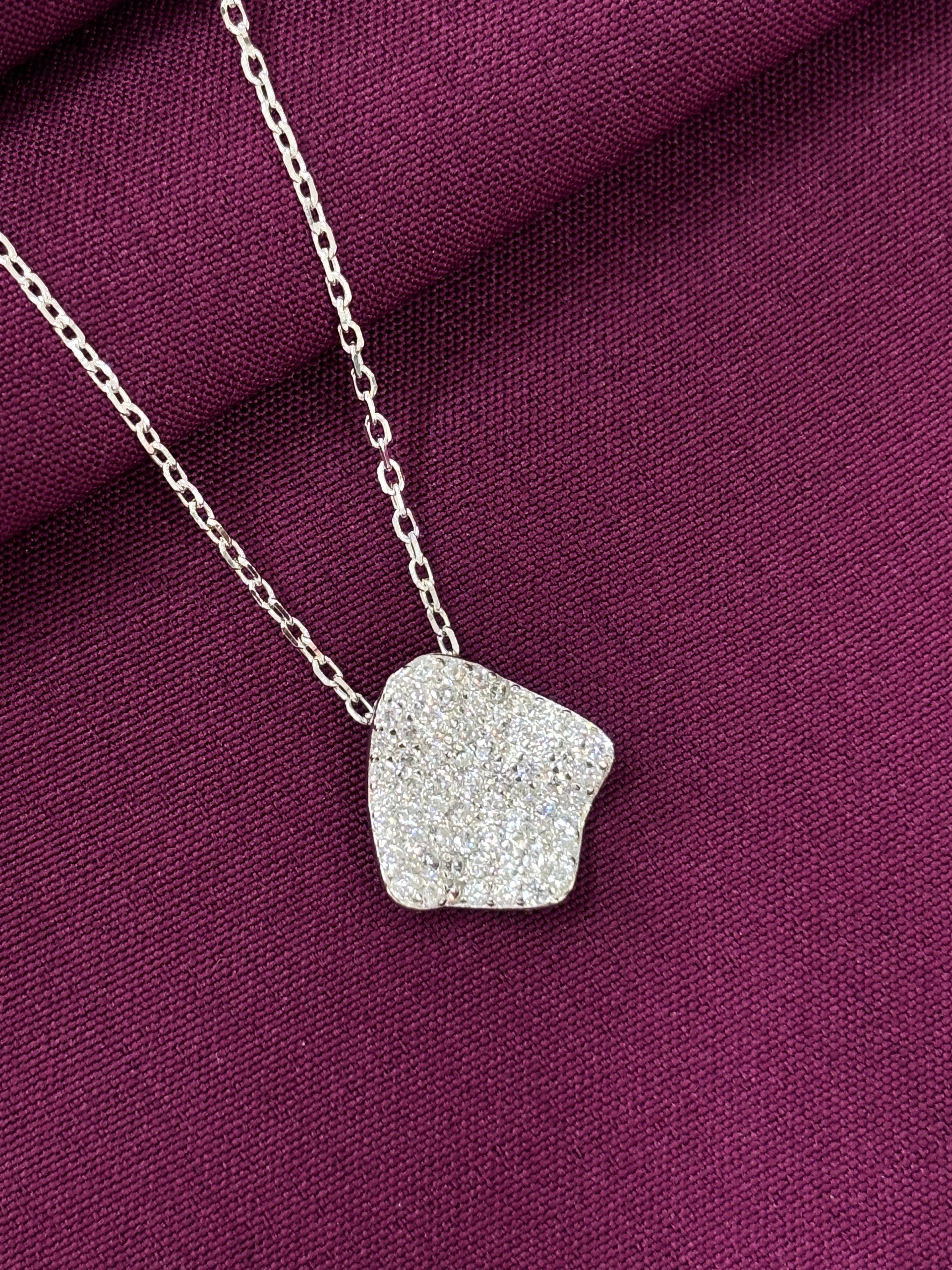 925 Sterling Silver Minimal Square Pendant Necklace with Chain for Women