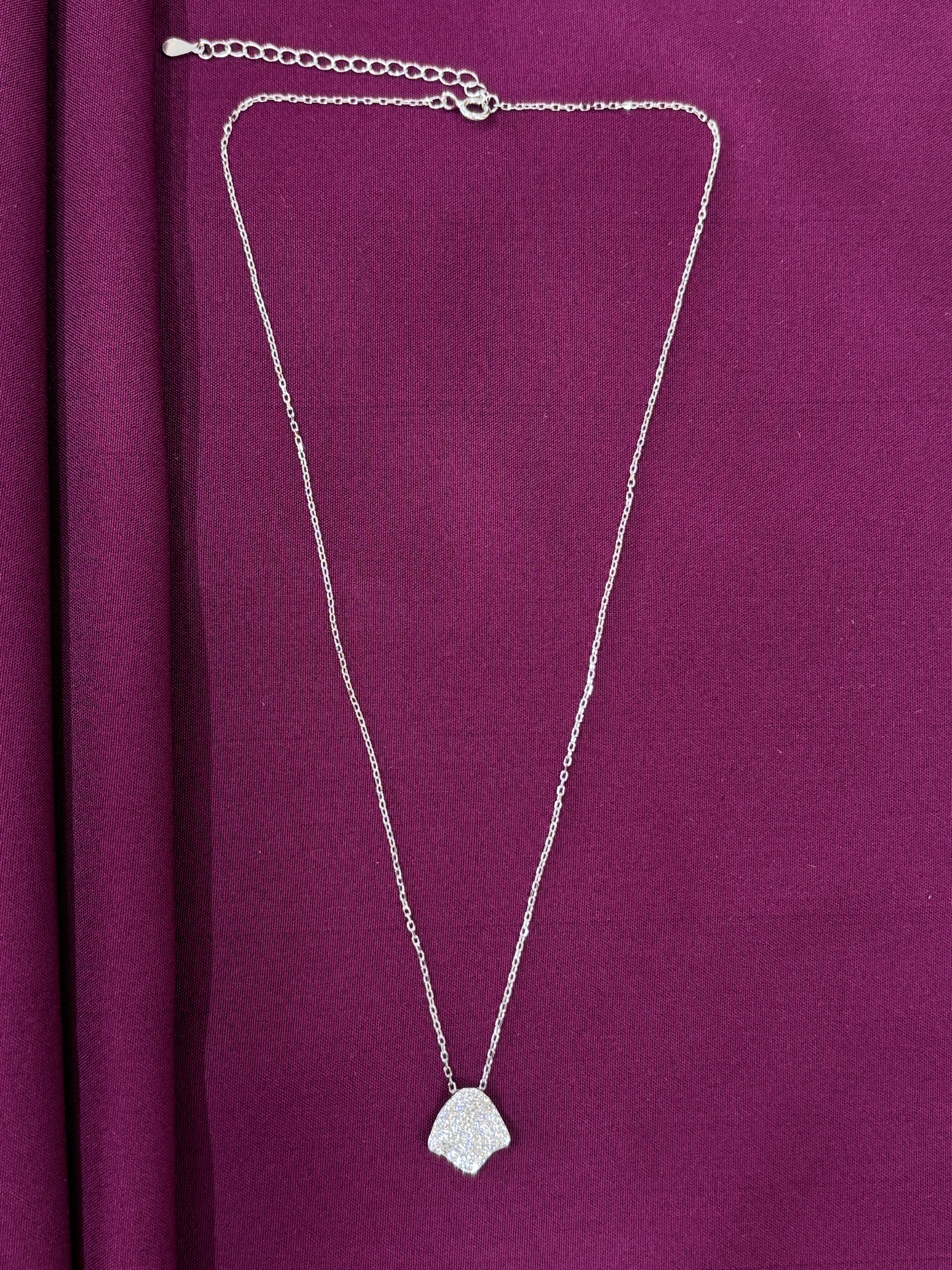 925 Sterling Silver Minimal Square Pendant Necklace with Chain for Women