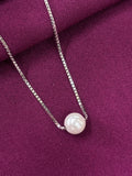 Zaviraa 925 Sterling Silver Single Pearl Pendant Necklace for Women | Minimal Design