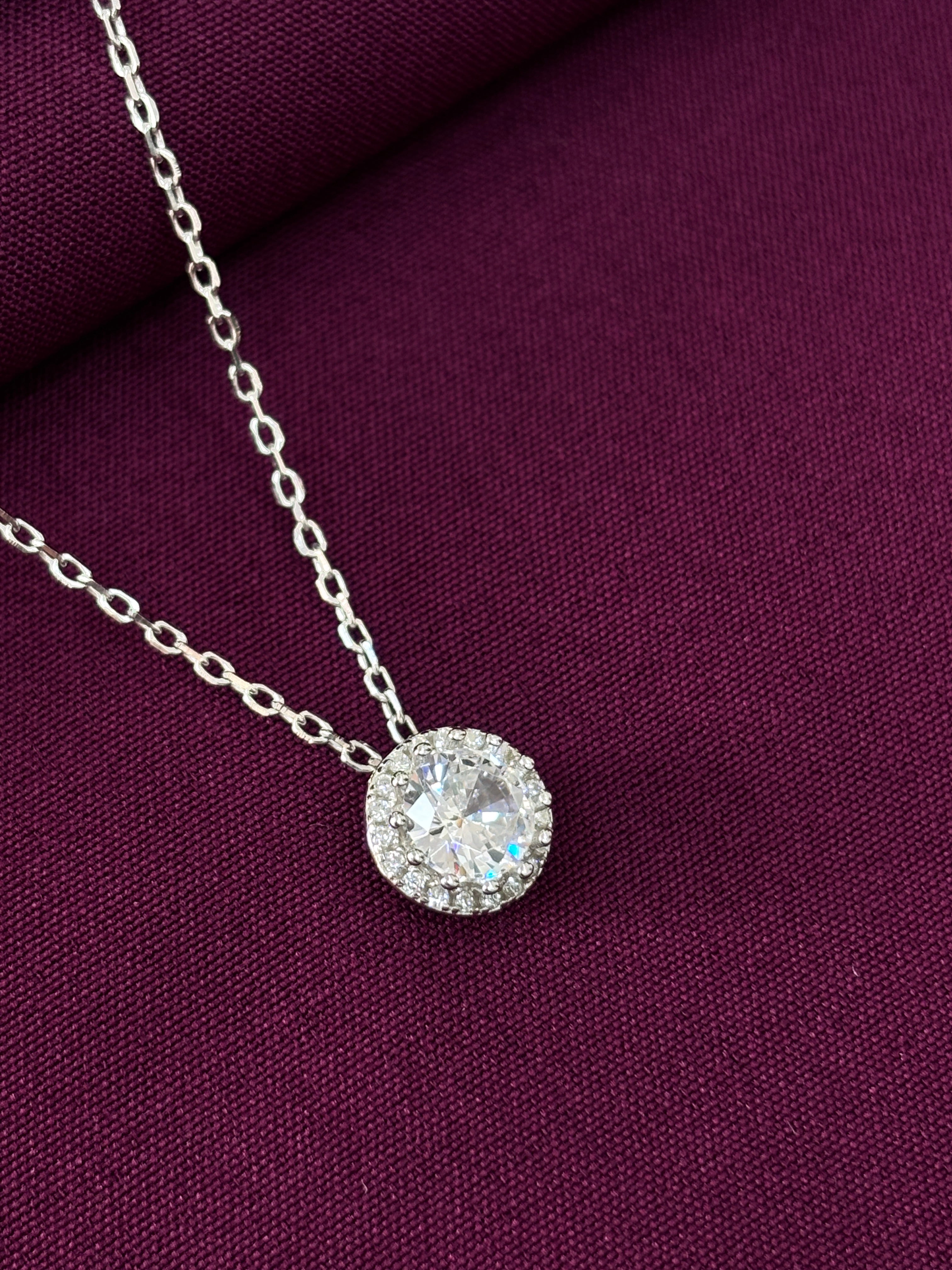 925 Sterling Silver Zircon Diamond Necklace