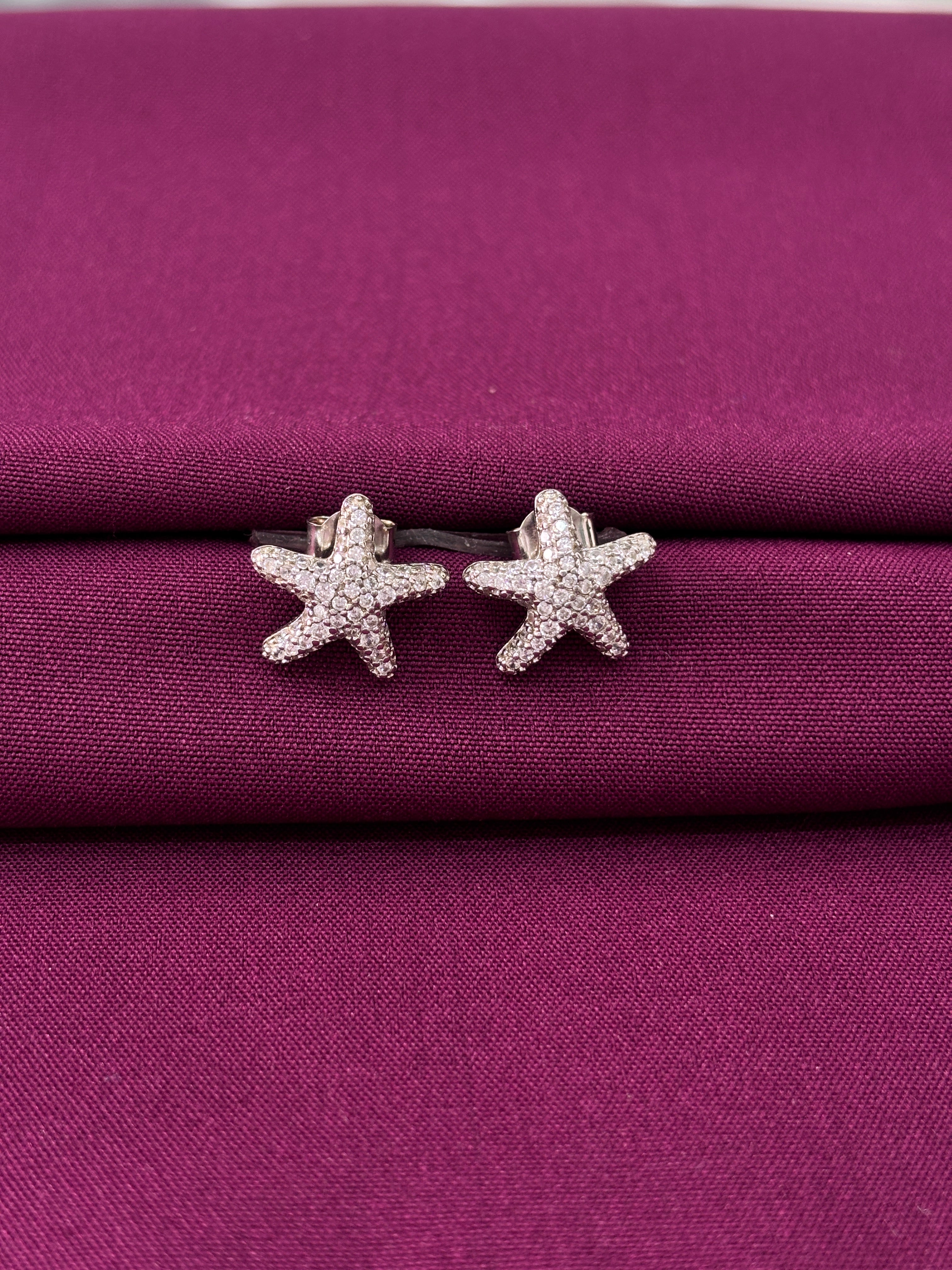 925 Silver starfish-shaped earrings