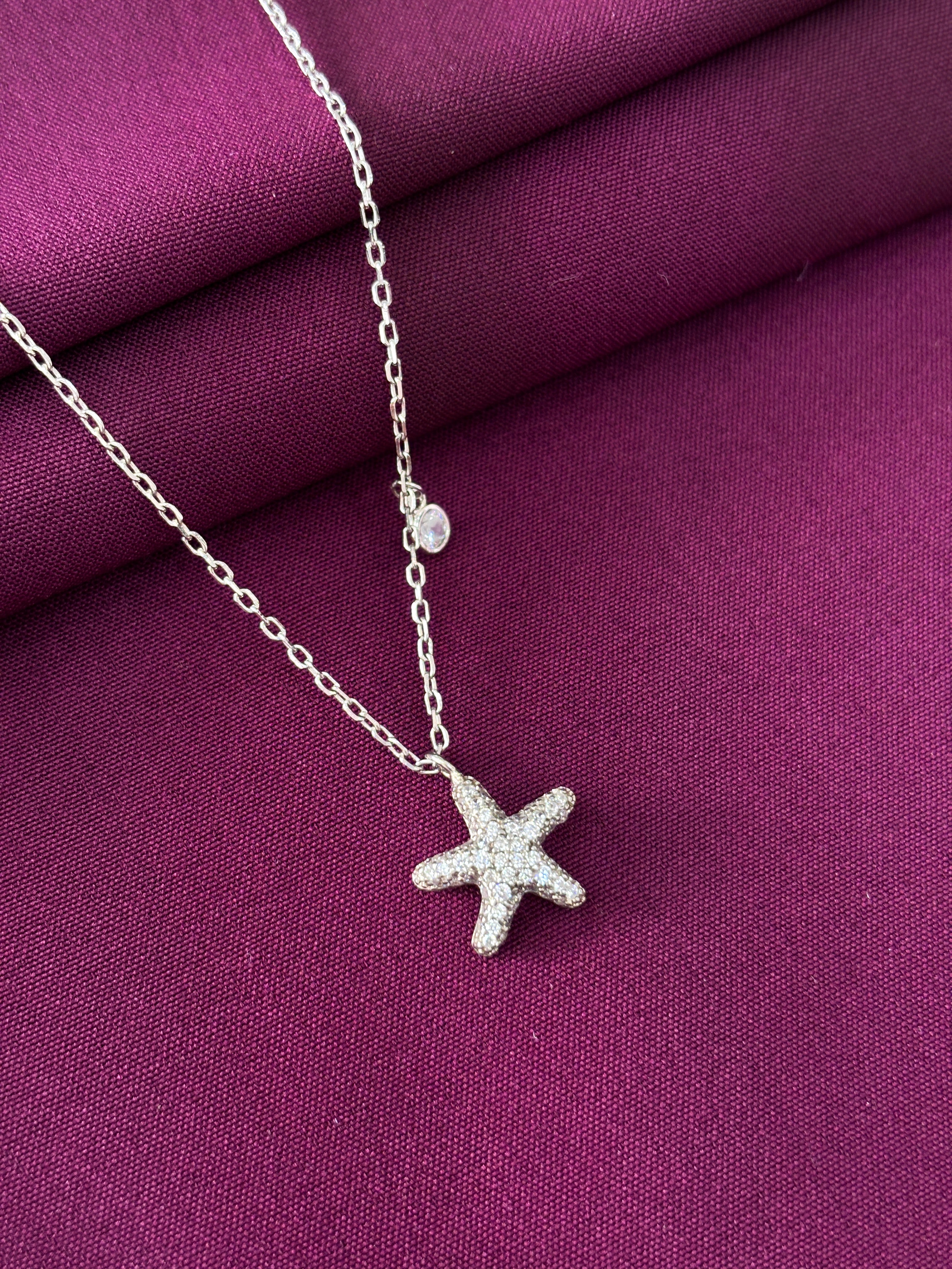 925 Silver starfish pendant necklace