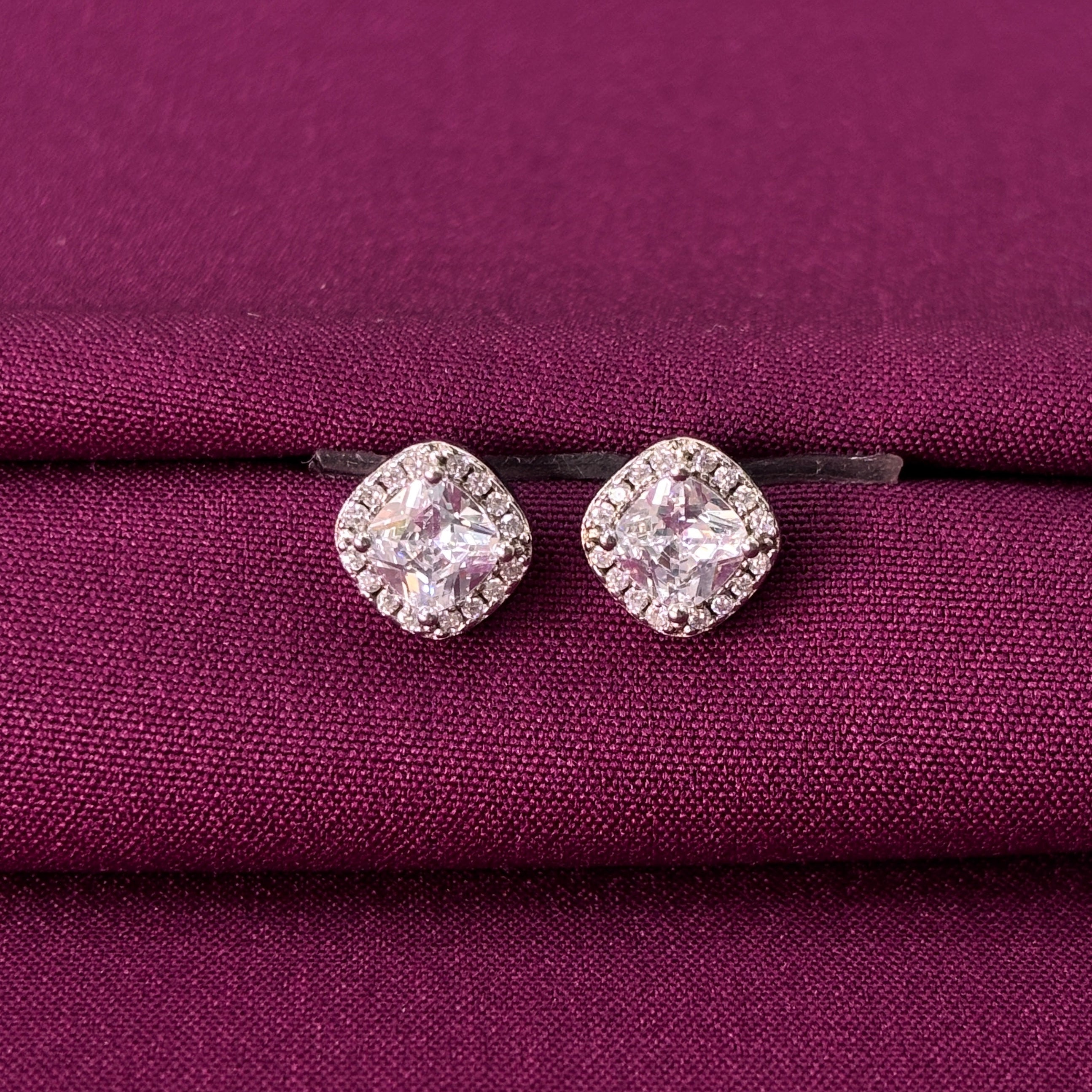 Pair of cubic zircon stud earrings 