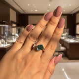 Zaviraa 3.00 CT Asscher Cut Dark Green Moissanite Engagement Ring for Women – 925 Sterling Silver Bezel Set Bypass Shank Ring | Unique Statement Ring