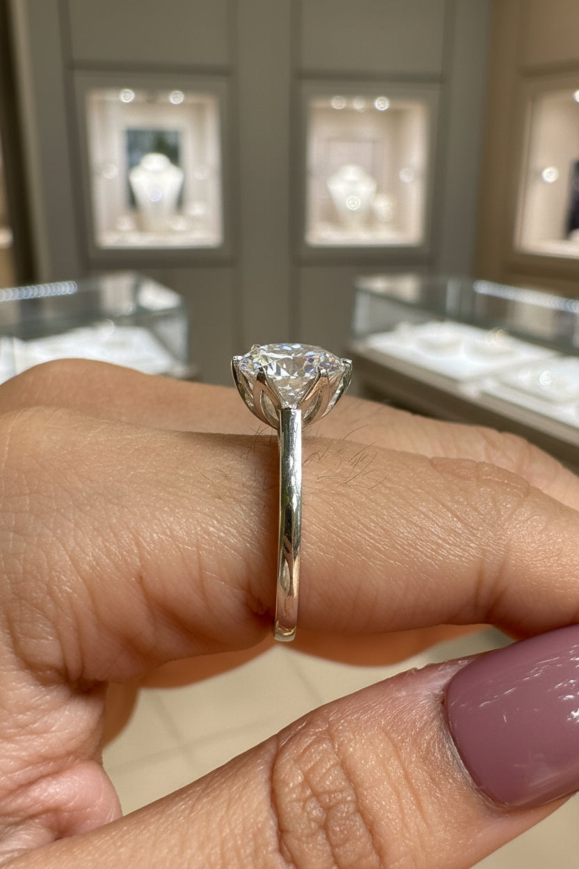 Zaviraa 6.50 CT Portuguese Cut Moissanite Engagement Ring for Women – 925 Sterling Silver Solitaire Ring with Six Claw Tulip Setting | Luxury Proposal Ring