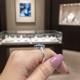 Zaviraa 6.00 CT Triangle Cut Aquamarine Engagement Ring for Women – 925 Sterling Silver Bezel Set Solitaire Ring | March Birthstone Proposal Ring