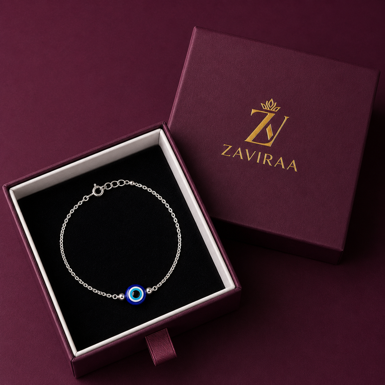 Silver Evil Eye Bracelet I  Premium 925 Silver Minimal Anchor Chain Girls Evil Eye Bracelet I Trending 925 Silver Evil Eye Bracelet