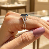 Zaviraa 2.00 CT Royal Dark Blue Dutch Marquise Moissanite Engagement Ring for Women – 925 Sterling Silver Finish Twisted Shank Pave Set Proposal Ring