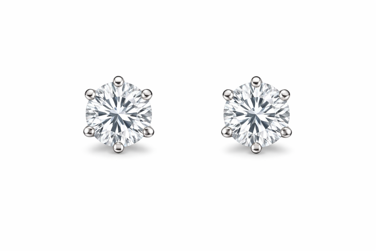 925 Sterling Silver Solitaire Stud Earrings for Women | Classic Round CZ Diamond Earrings | Zaviraa