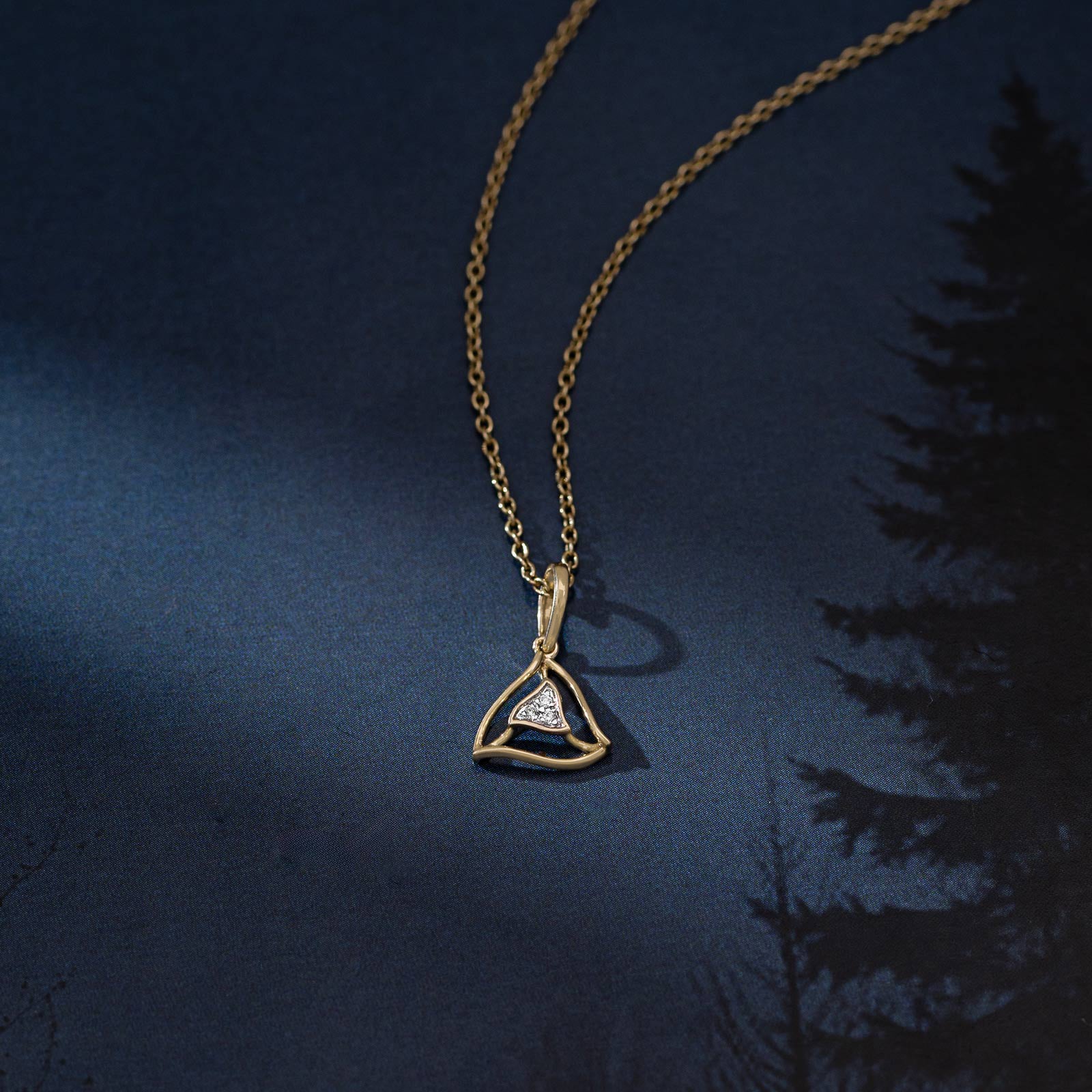 Swirl Triangle Diamond Pendant