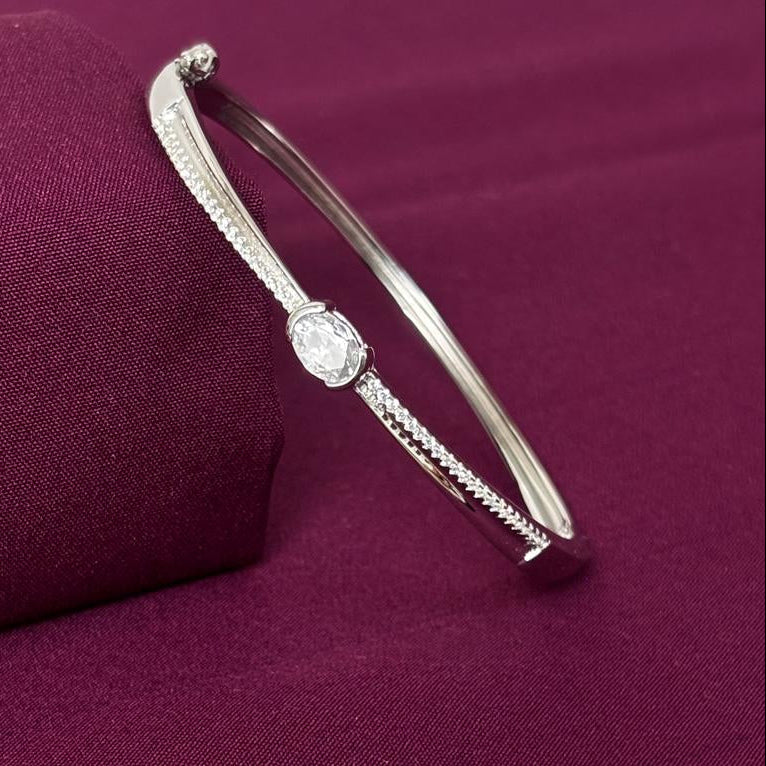 Sterling Silver Solitaire CZ Designer Bracelet Kada for Women