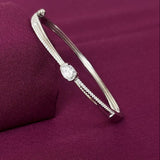 Sterling Silver Solitaire CZ Designer Bracelet Kada for Women