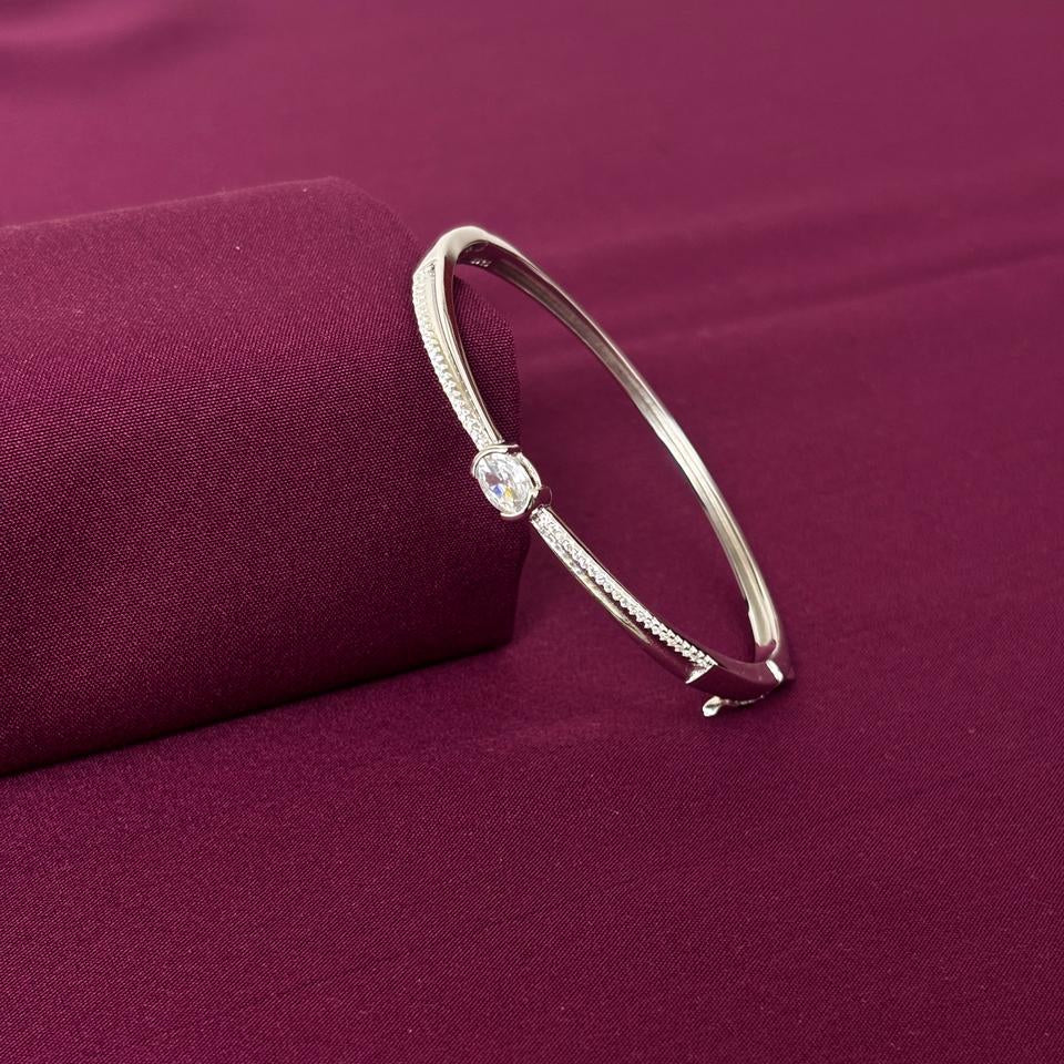 Sterling Silver Solitaire CZ Designer Bracelet Kada for Women