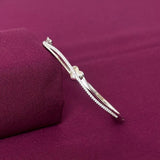 Sterling Silver Minimal Heart CZ Designer Bracelet Kada for Women