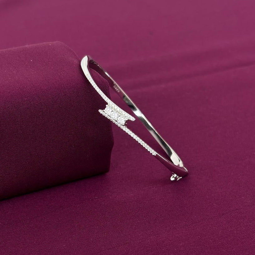 Sterling Silver Sparkle Star CZ Designer Bracelet Kada for Women