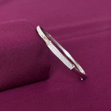 Sterling Silver Pavé CZ Bar Designer Bracelet Kada for Women