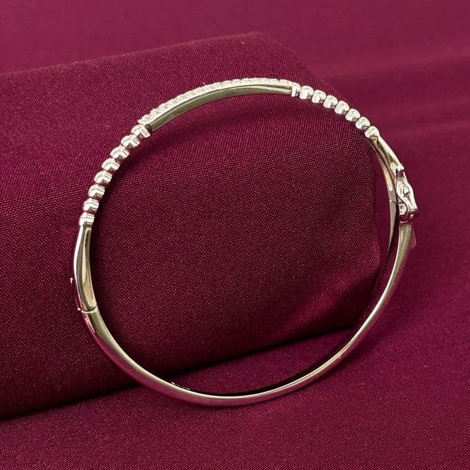 Sterling Silver Minimal CZ Bar Designer Bracelet Kada for Women