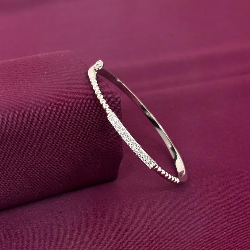 Sterling Silver Minimal CZ Bar Designer Bracelet Kada for Women