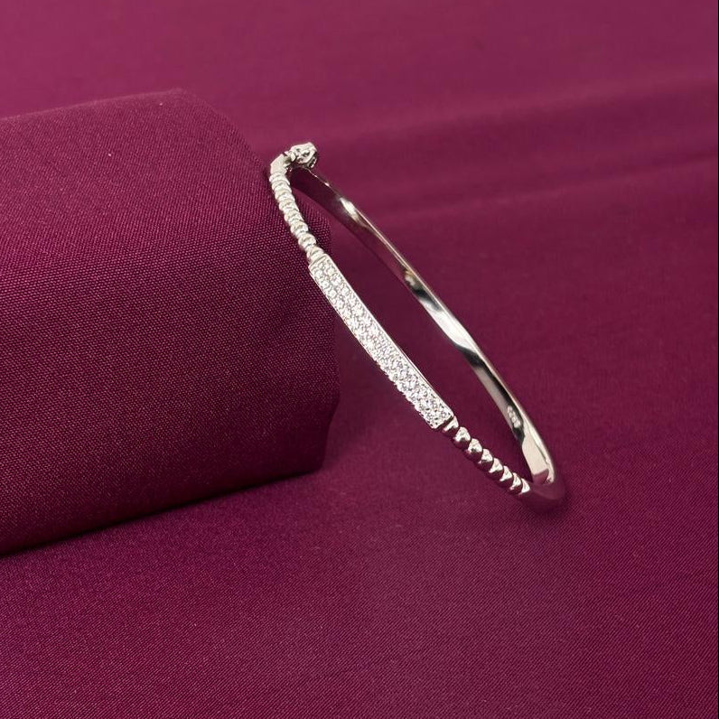 Sterling Silver Minimal CZ Bar Designer Bracelet Kada for Women