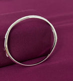 Sterling Silver Minimal Curve CZ Designer Bracelet Kada for Women