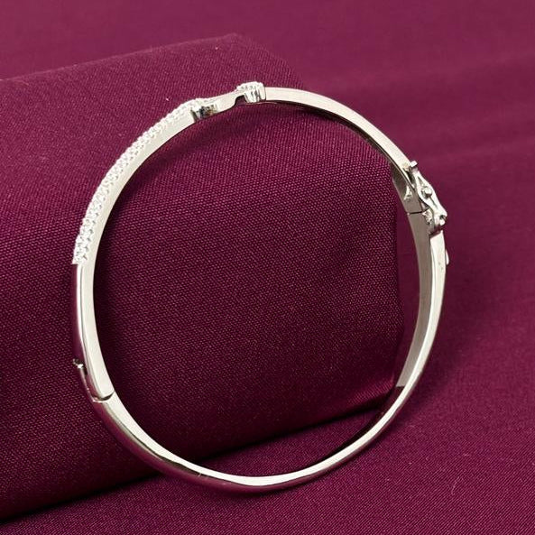 Sterling Silver Cross Detail CZ Designer Bracelet Kada for Women