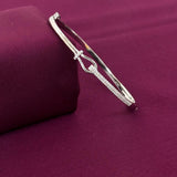 Sterling Silver Cross Detail CZ Designer Bracelet Kada for Women