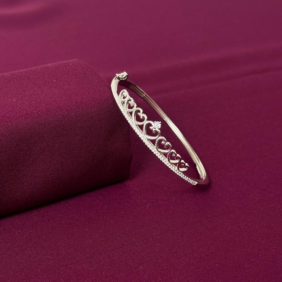 Sterling Silver Open Heart Designer Bracelet Kada for Women