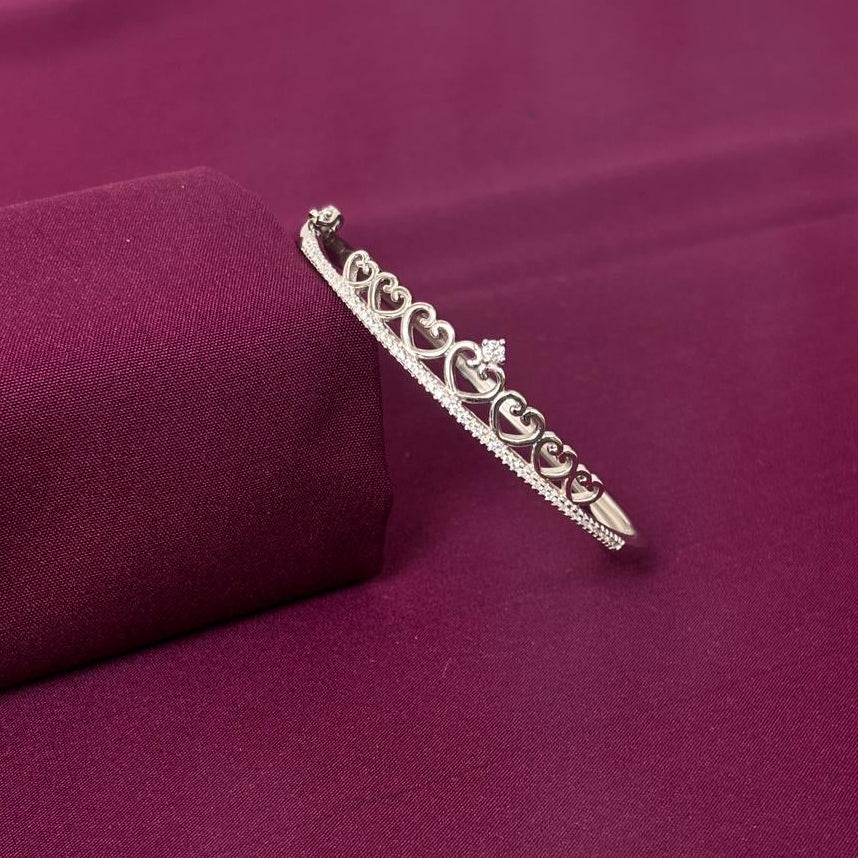 Sterling Silver Open Heart Designer Bracelet Kada for Women