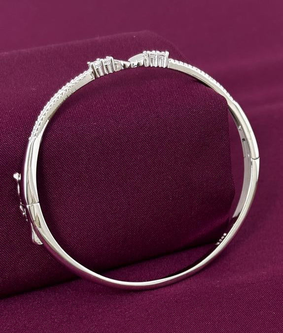 Sterling Silver Butterfly CZ Designer Bracelet Kada for Women